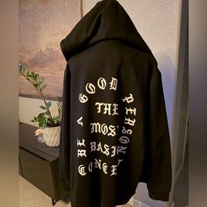 Black Graphic Hooded Zip